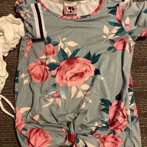 Soft blue grey floral top